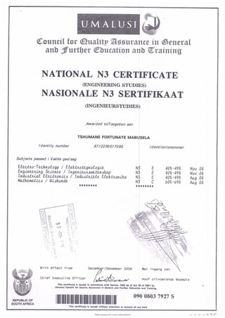 MATRIC CERT