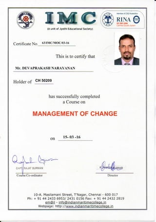 Change Management certificate