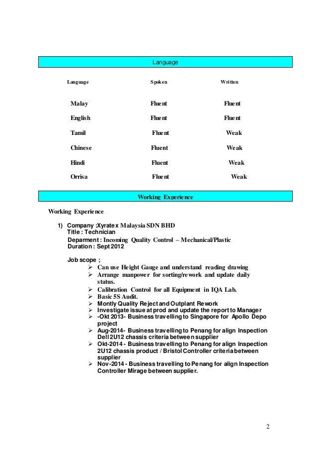 resume written