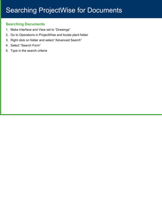 Document Control Process Projectwise Document Control Process Guide (1) | PDF
