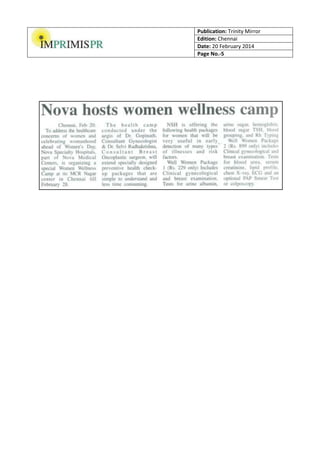 Publication: Trinity Mirror
Edition: Chennai
Date: 20 February 2014
Page No.-5

 