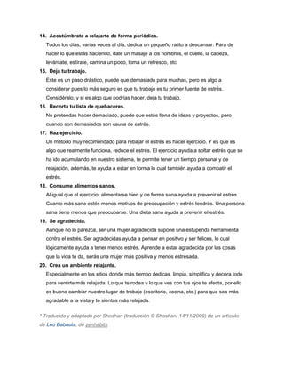 20 Formas De Reducir El EstréS