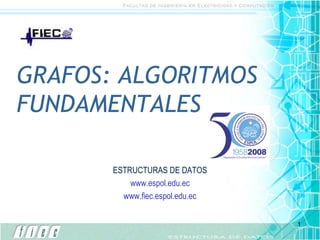 GRAFOS: ALGORITMOS FUNDAMENTALES ESTRUCTURAS DE DATOS www.espol.edu.ec www.fiec.espol.edu.ec 