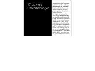 17. zu viele
Hervorhebungen
 