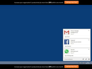 Increase your organisation’s productivity by more than 20% within one month. 30-Day Free Trial
Increase your organisation’s productivity by more than 20% within one month. 30-Day Free Trial
 