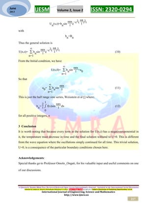 Derivation and solution of the heat equation in 1-D | PDF