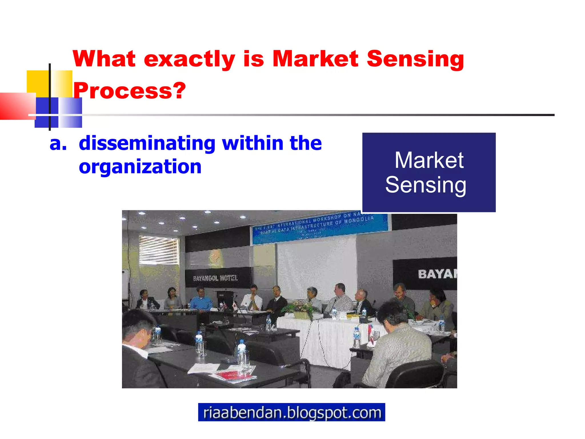 What exactly is Market Sensing Process? disseminating within the organization Market Sensing  