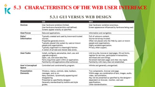 5.3 CHARACTERISTICS OFTHE WEB USER INTERFACE
5.3.1 GUI VERSUS WEB DESIGN
 