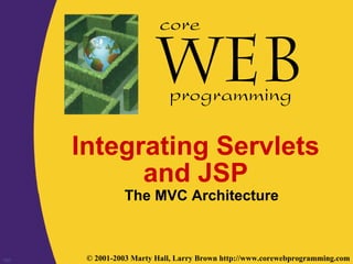 101 © 2001-2003 Marty Hall, Larry Brown http://www.corewebprogramming.com
core
programming
Integrating Servlets
and JSP
The MVC Architecture
 