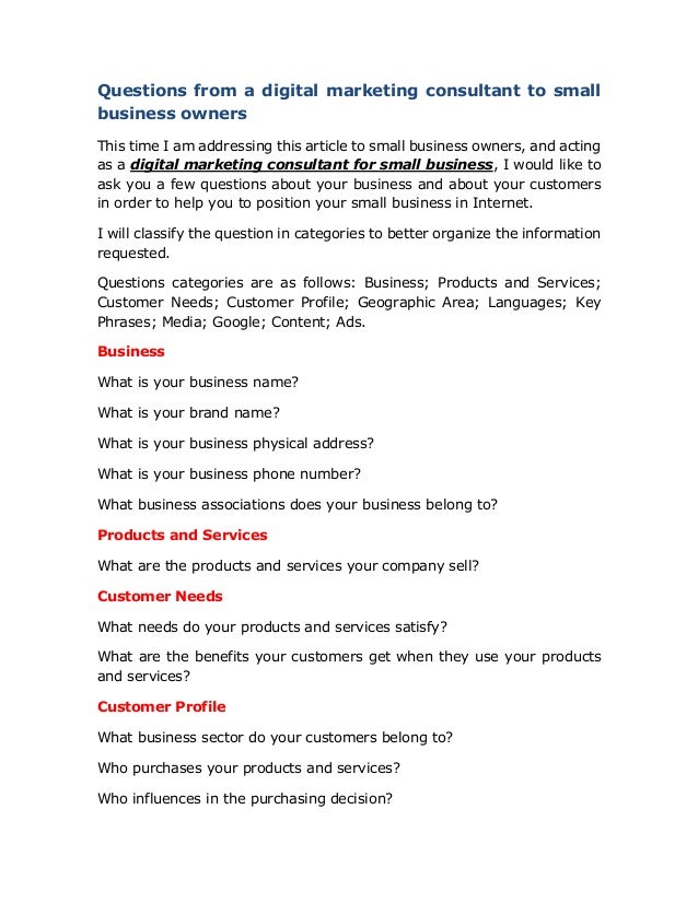 20jun17 questions from a digital marketing consulting firm to small b questions to ask a business owner