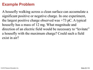 Slide 20-118
© 2015 Pearson Education,Inc.
Example Problem
A housefly walking across a clean surface can accumulate a
sign...