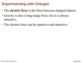 Slide 20-28
© 2015 Pearson Education,Inc.
Experimenting with Charges
• The electric force is the force between charged obj...