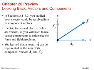 • In Sections 3.1–3.3, you studied
how a vector could be resolved into
its component vectors.
• Electric forces and electr...