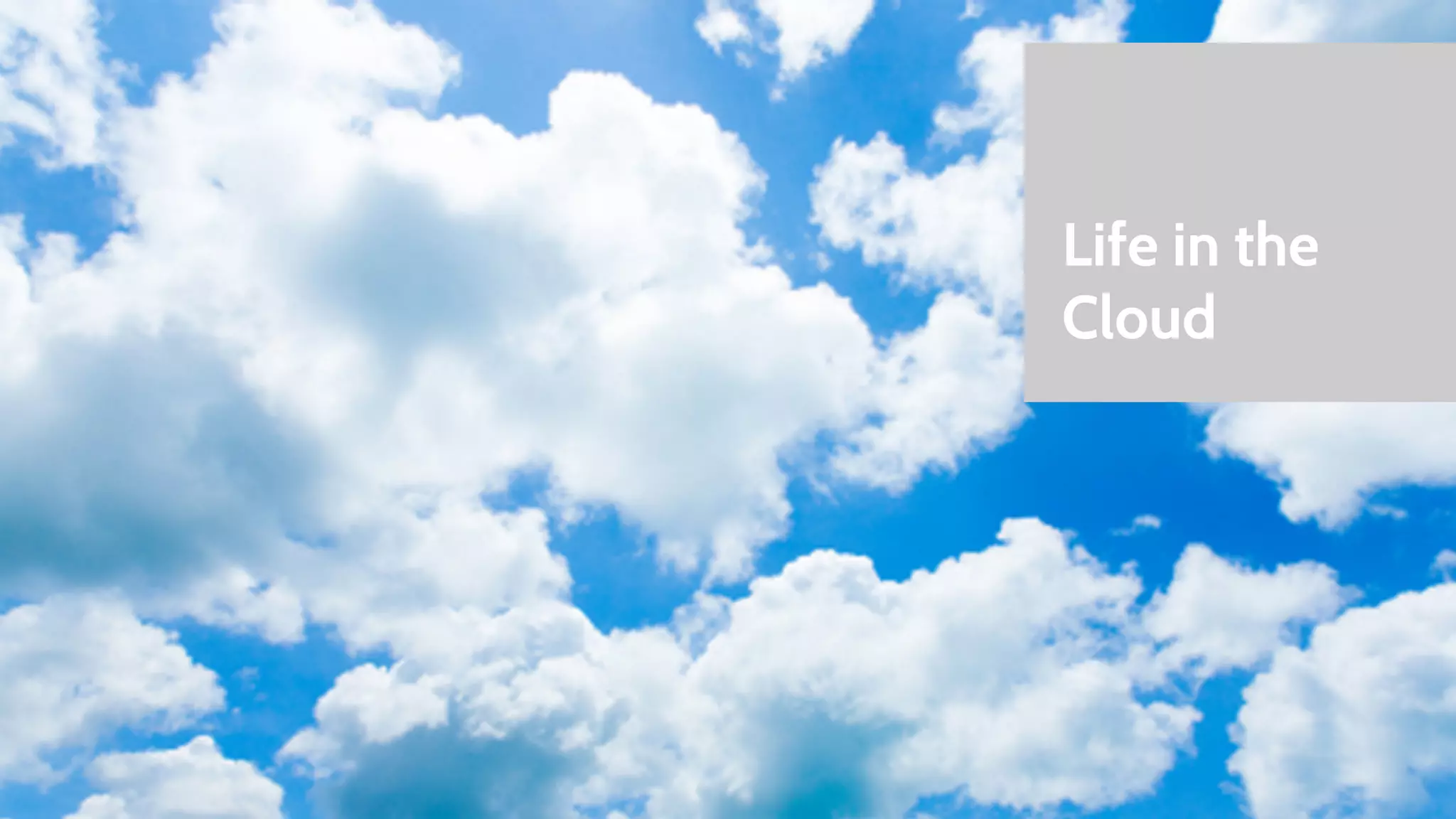 Life in the 
Cloud 
 