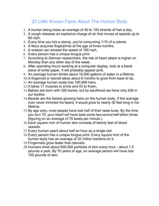 30 Facts About Human Body