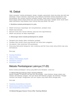 20 macam macam metode pembelajaran | PDF