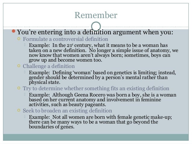 Arguments of Definition