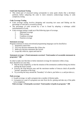 lecture notes - code coverage - notes - code coverage... 20MCE14_Software Testing and Quality Assurance Notes.pdf