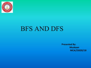 BFS AND DFS
Presented By:
Muskaan
MCA/25020/18
 