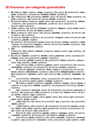 Oraciones Con Categorias Gramaticales