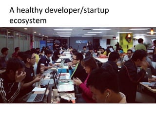 A	
  healthy	
  developer/startup	
  
ecosystem	
  
 