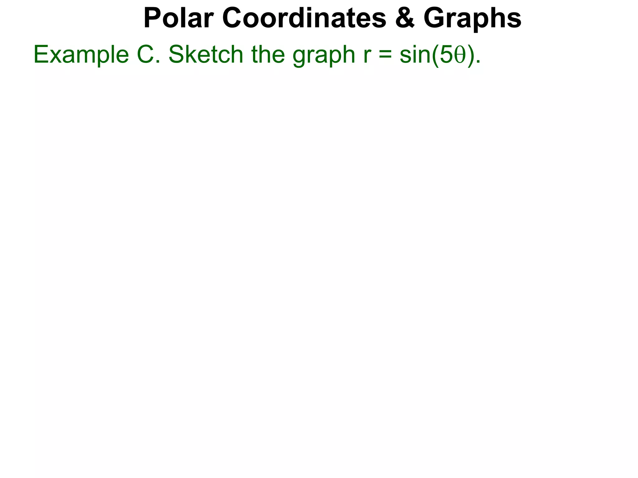 Example C. Sketch the graph r = sin(5).
Polar Coordinates & Graphs
 