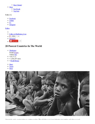 20 poorest countries in the world   the richest