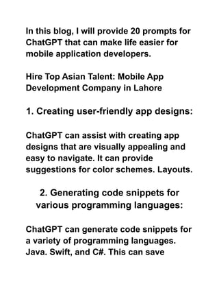 20 prompts for chatGPT that make life easier for developers.pdf