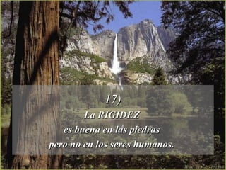 17)17)
La RIGIDEZLa RIGIDEZ
es buena en las piedrases buena en las piedras
pero no en los seres humanos.pero no en los seres humanos.
 