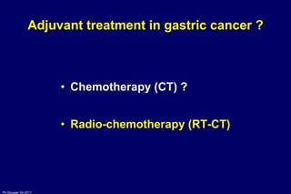 Adjuvant treatment in gastric cancer ? Chemotherapy (CT) ? Radio-chemotherapy (RT-CT) 