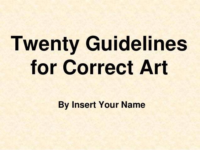 20 Rules For Correct Art - 