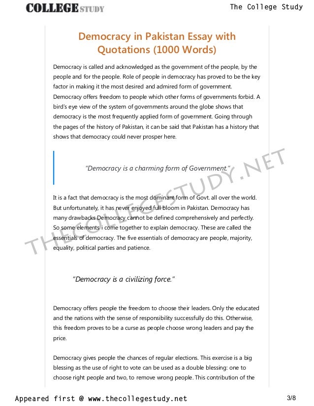 democracy in pakistan essay 250 words