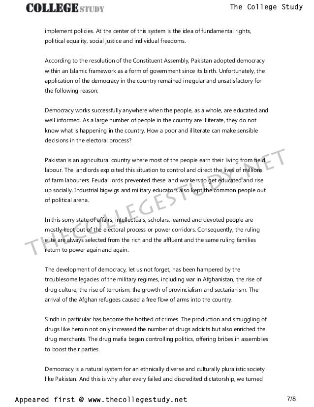 essay about democracy in pakistan