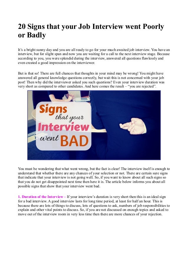 signs of a good job interview