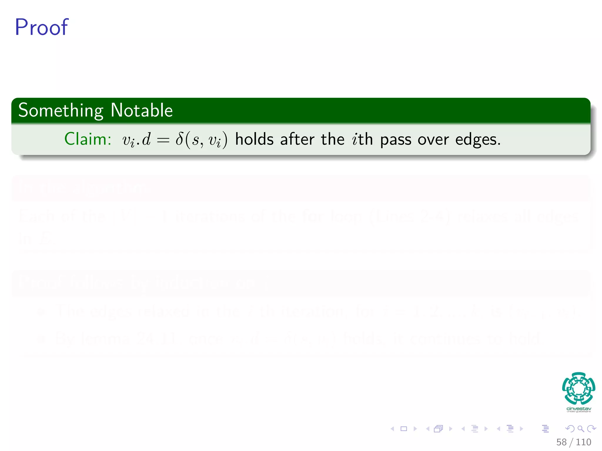 Example
Here, we keep updating in fourth iteration
s b
d
a
c
e h
g
f5
-4
5
3
3
6
-2
1
5
-2
2
7
-2
102
5
4
1
2
14
44
2
52 / 108
 