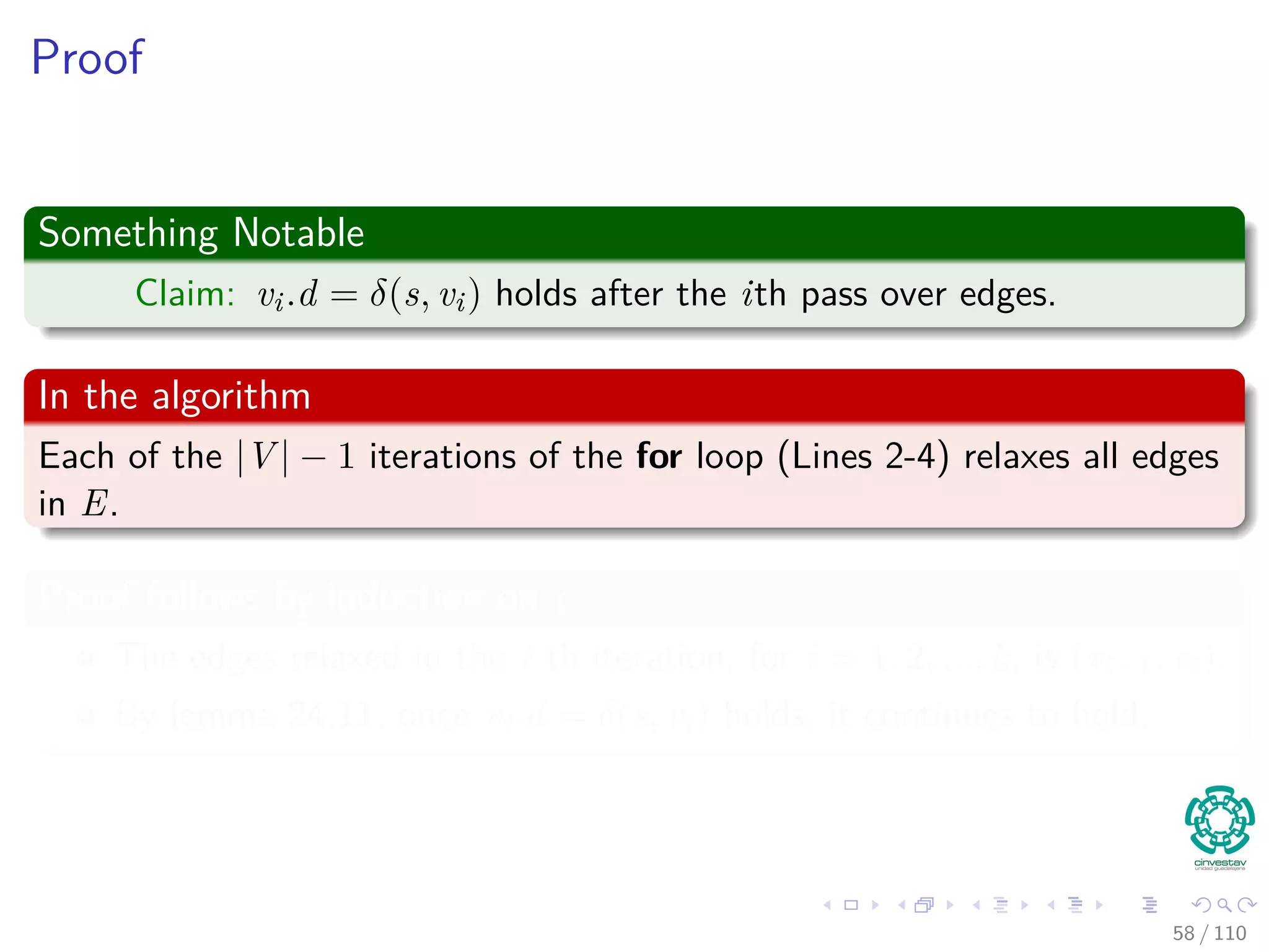Example
Here, f is updated during this iteration
s b
d
a
c
e h
g
f5
-4
5
3
3
6
-2
1
5
-2
2
7
-2
102
5
4
1
2
12
40
2
53 / 108
 