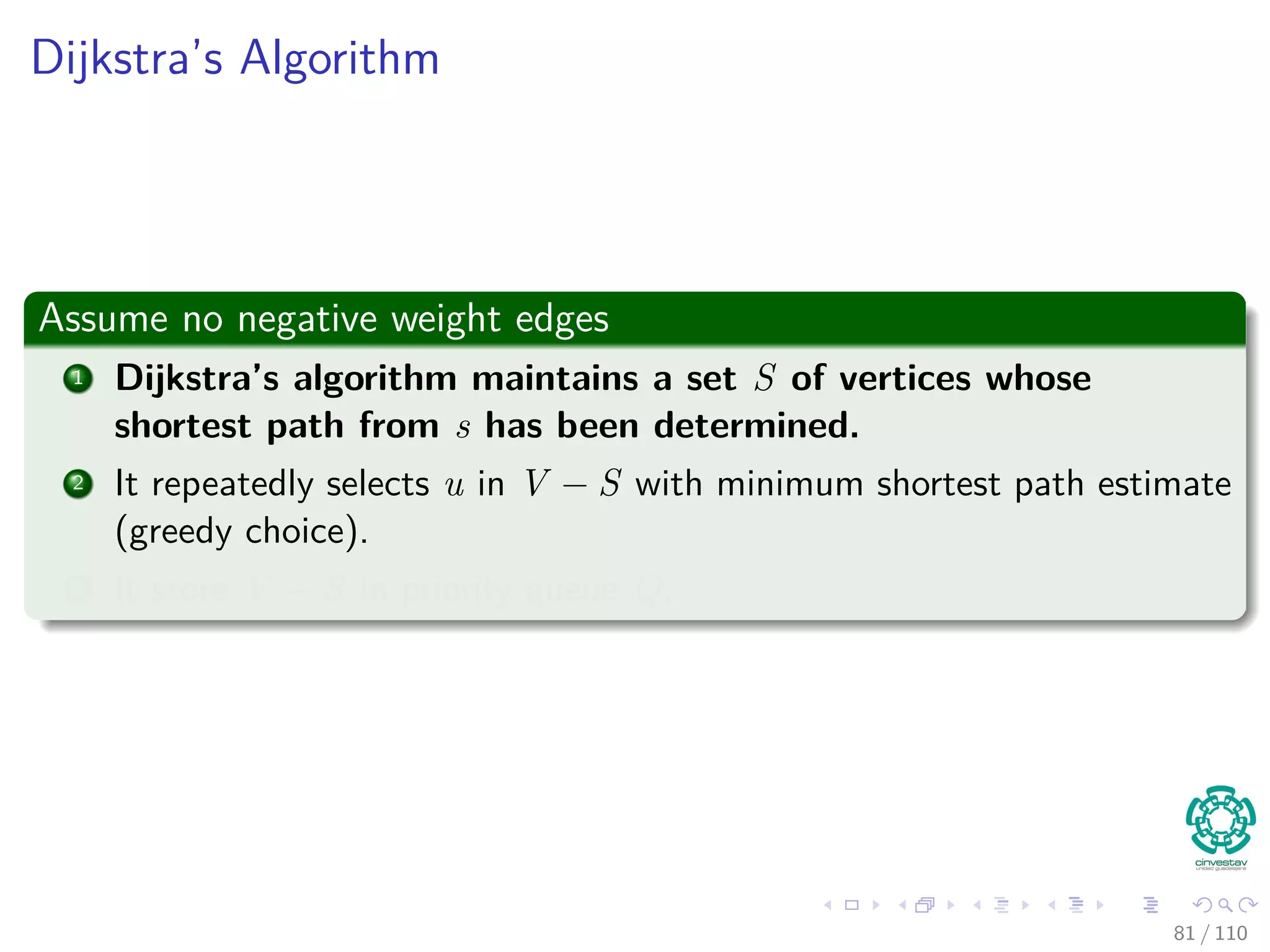 Example
b is the next one
a b c d e f
5 2
3
7
4
2
-1 -2
6 1
72 / 108
 