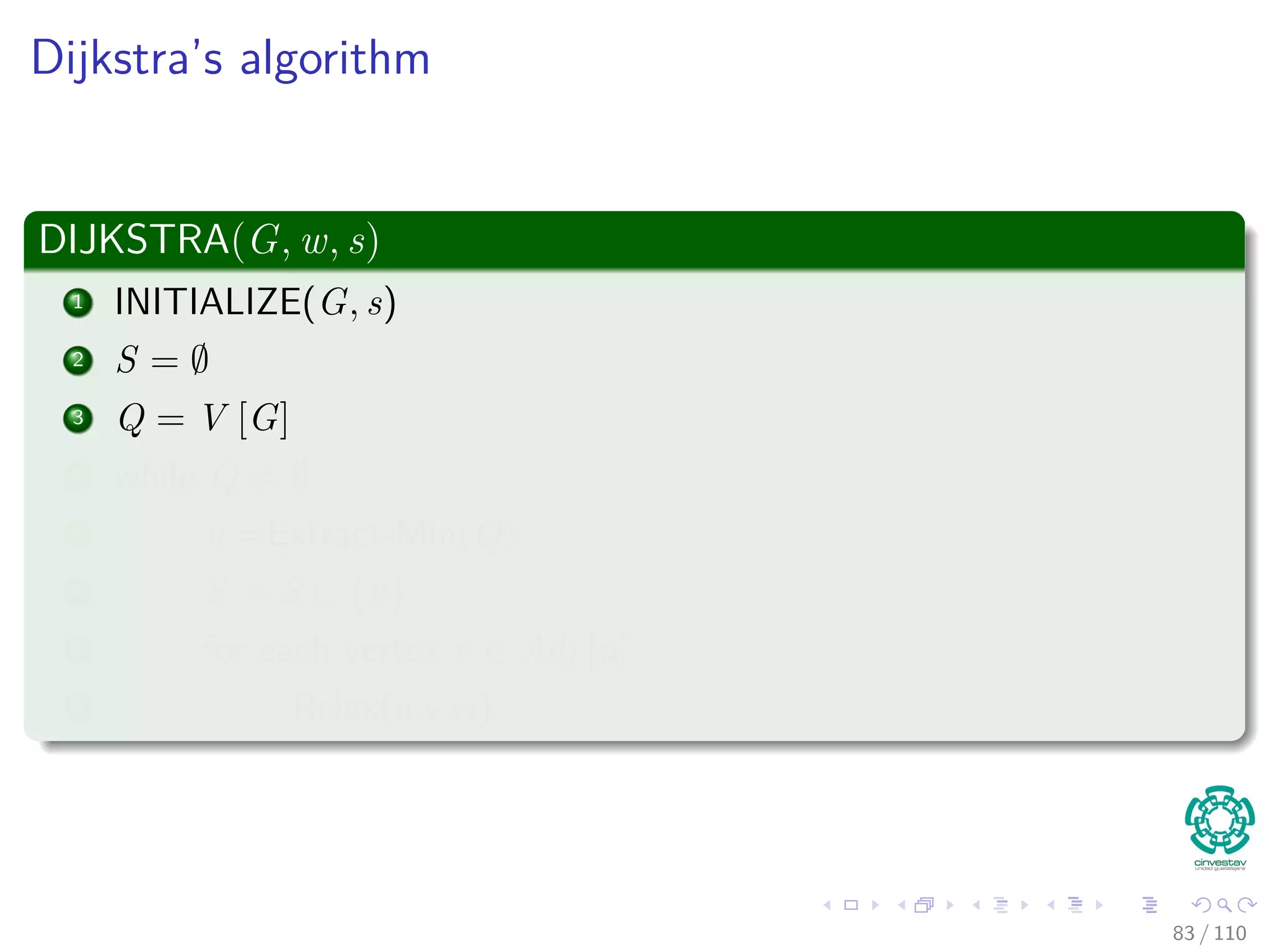 Example
e is the next one
a b c d e f
5 2
3
7
4
2
-1 -2
6 1
75 / 108
 