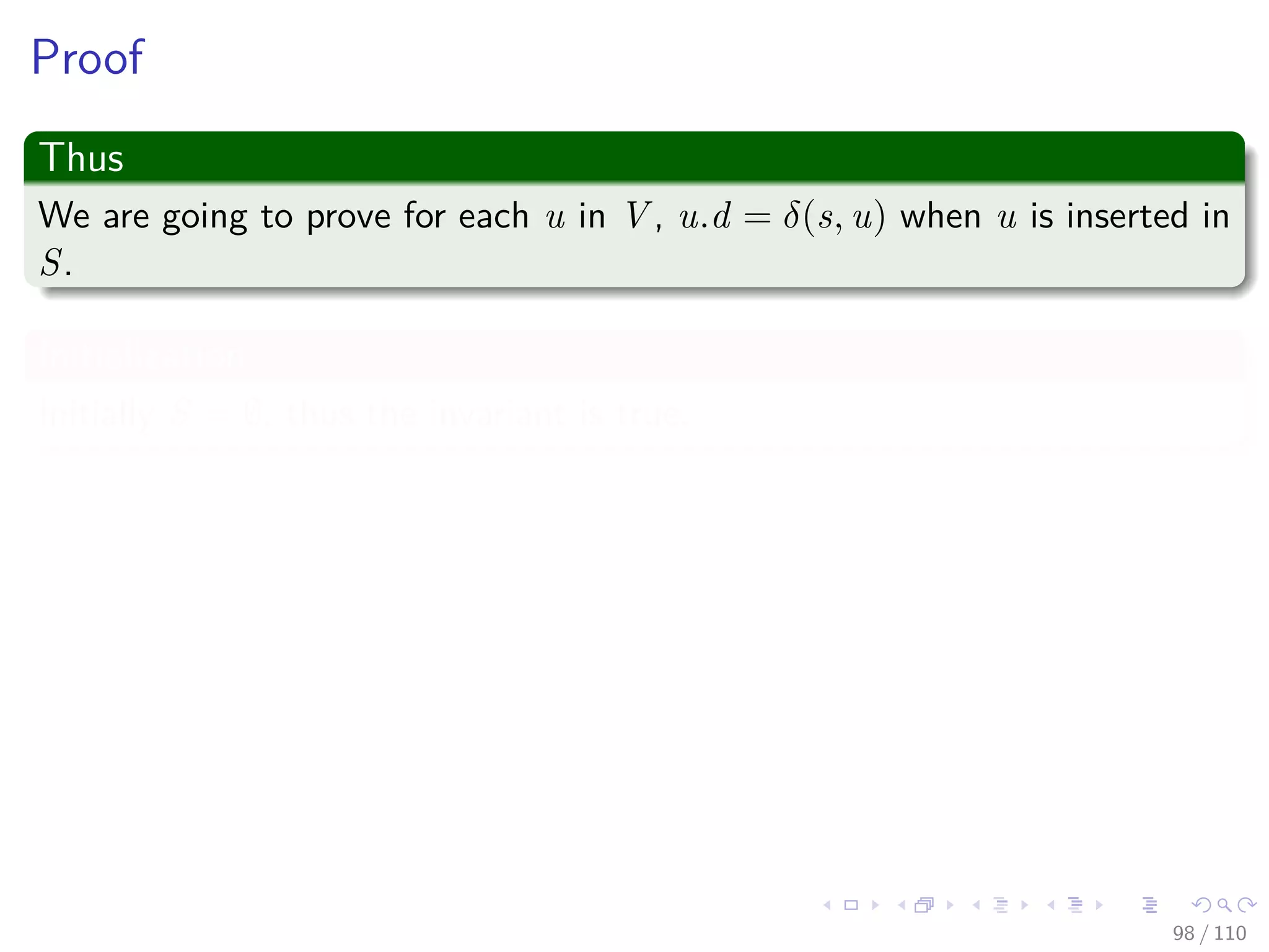 Example
c←Extract-Min(Q) and no-update
s b
d
a
c
e h
g
f5
4
5
3
3
6
2
1
5
2
2
7
2
10
3
0
5
5
6
9
7
16
9 10
89 / 108
 