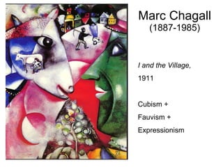 Marc Chagall (1887-1985) I and the Village, 1911 Cubism +  Fauvism +  Expressionism 