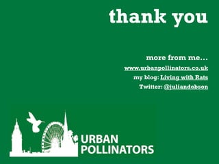thank you
       more from me...
 www.urbanpollinators.co.uk
   my blog: Living with Rats
     Twitter: @juliandobson
 