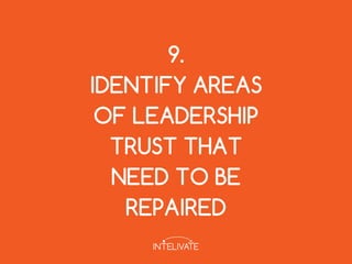 9.
IDENTIFY AREAS
OF LEADERSHIP
TRUST THAT
NEED TO BE
REPAIRED
 