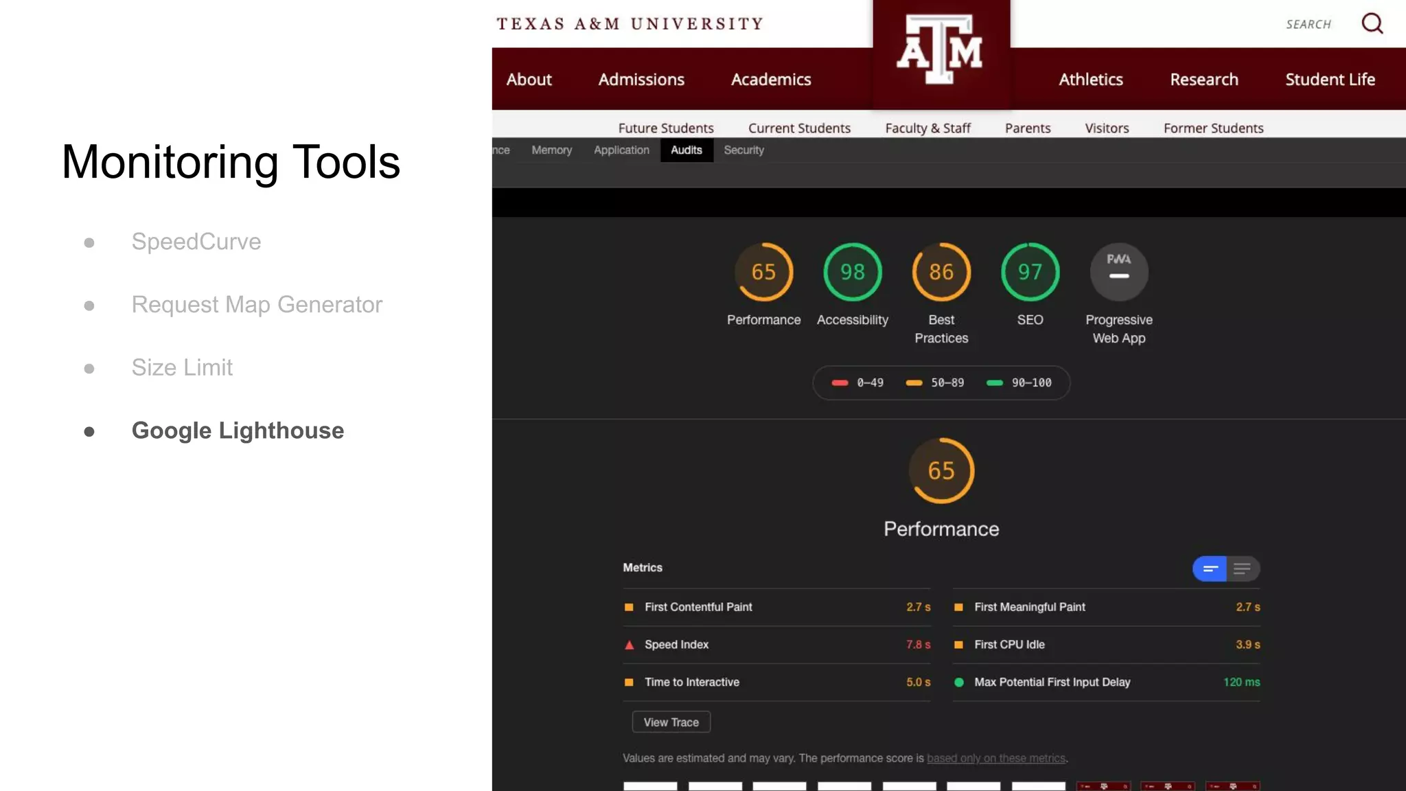 Monitoring Tools
● SpeedCurve
● Request Map Generator
● Size Limit
● Google Lighthouse
 