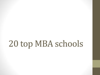 20 top MBA schools
 
