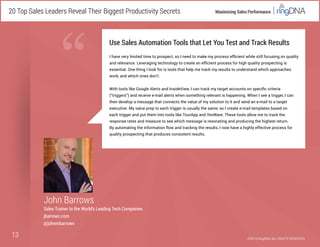 20 Top Sales Leaders Reveal Their Biggest Productivity Secrets
13
“
Maximizing Sales Performance
©2014 RingDNA ALL RIGHTS ...