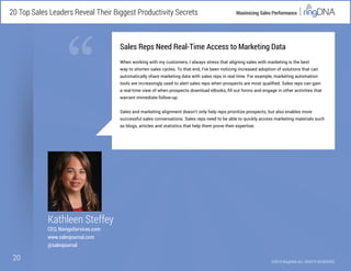 Maximizing Sales Performance20 Top Sales Leaders Reveal Their Biggest Productivity Secrets
20
“
©2014 RingDNA ALL RIGHTS R...