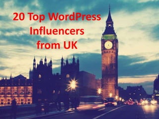 20 Top WordPress
Influencers
from UK
 
