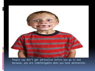 People say don’t get adrenaline before you go to bed because, you are indefatigable when you have adrenaline.
