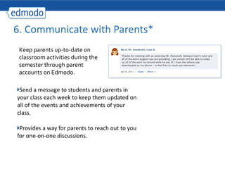 <ul><li>Send a message to students and parents in your class each week to keep them updated on all of the events and achie...