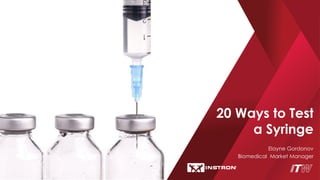 Elayne Gordonov
Biomedical Market Manager
20 Ways to Test
a Syringe
 